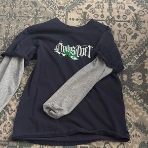 Quiksilver Navy and Gray Long Sleeve Tee
